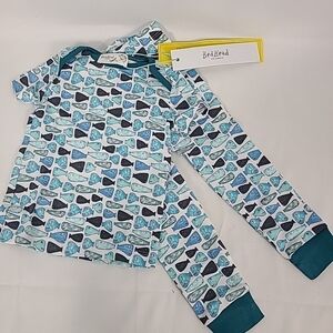 NEW BED HEAD PAJAMAS Fish Blue White Pants Pajama Set Size 9-12 Months NWT $40
